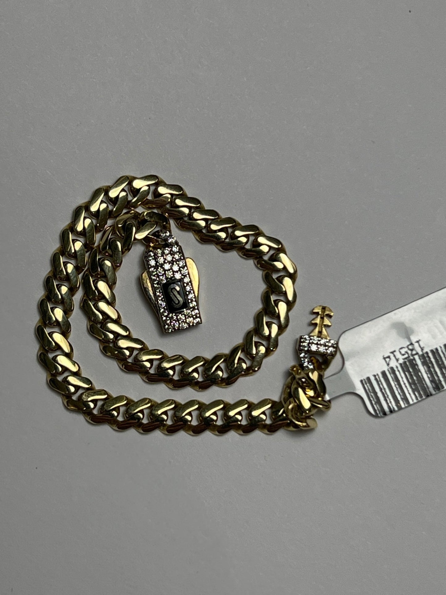 14k gold Cuban link chain necklace Gold cross pendant