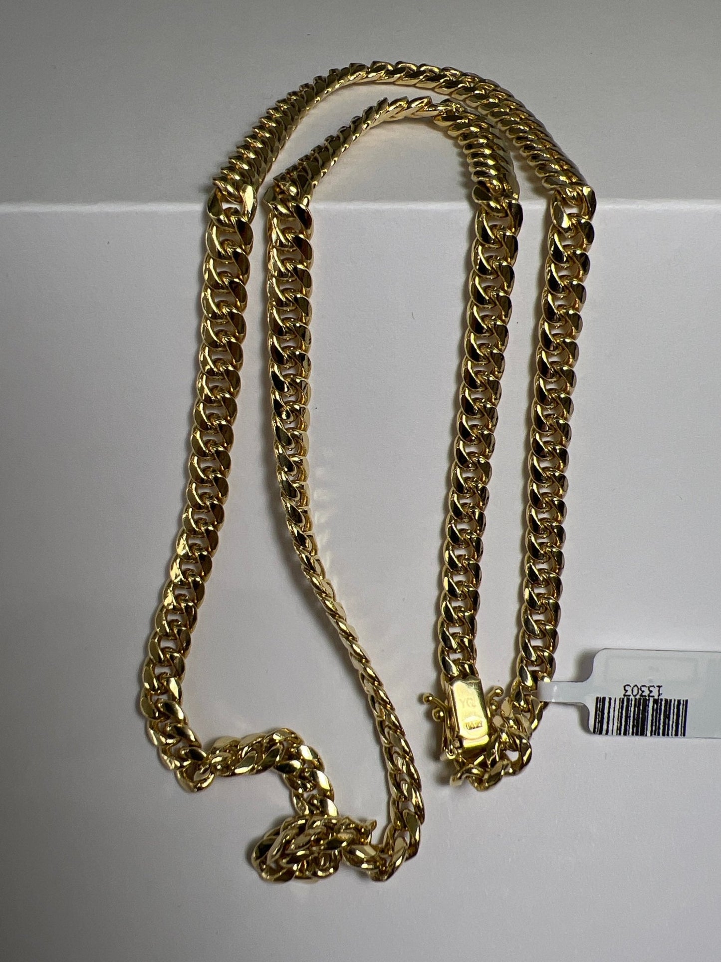 14k gold Cuban link chain necklace Gold cross pendant