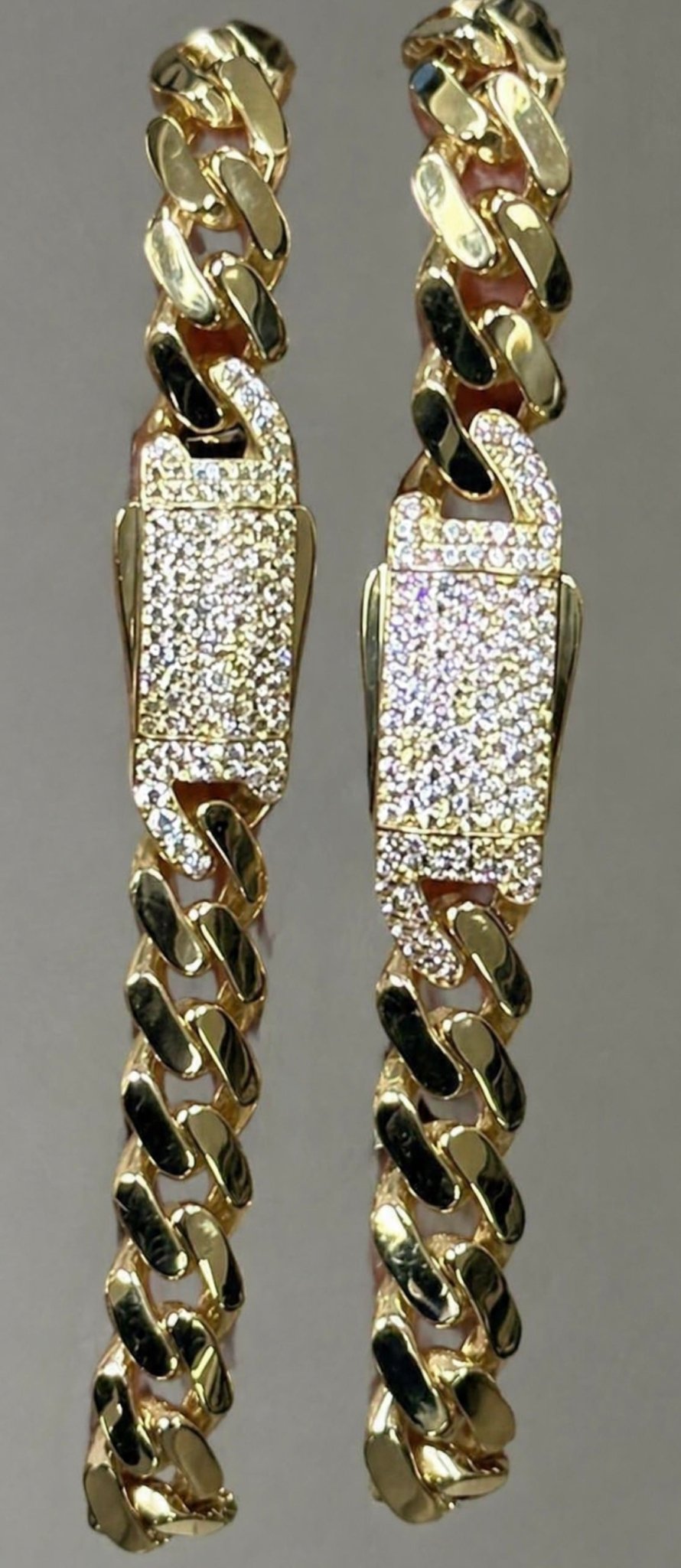 14k gold Cuban link chain necklace Gold cross pendant