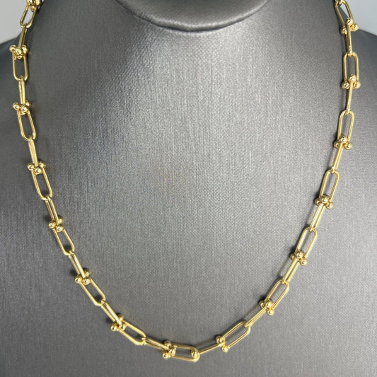 14k gold Cuban link chain necklace Gold cross pendant
