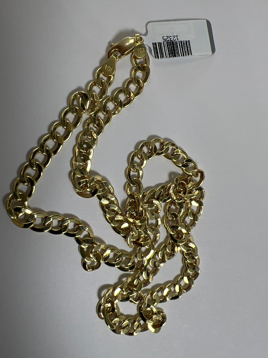 14k gold Cuban link chain necklace Gold cross pendant