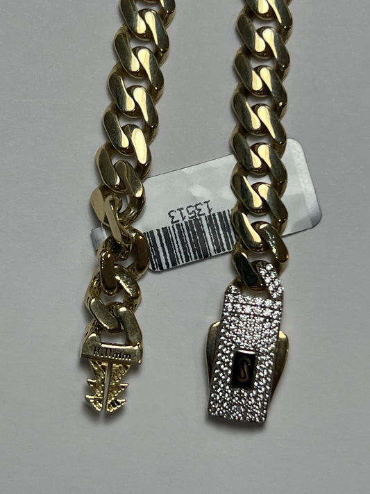14k gold Cuban link chain necklace Gold cross pendant