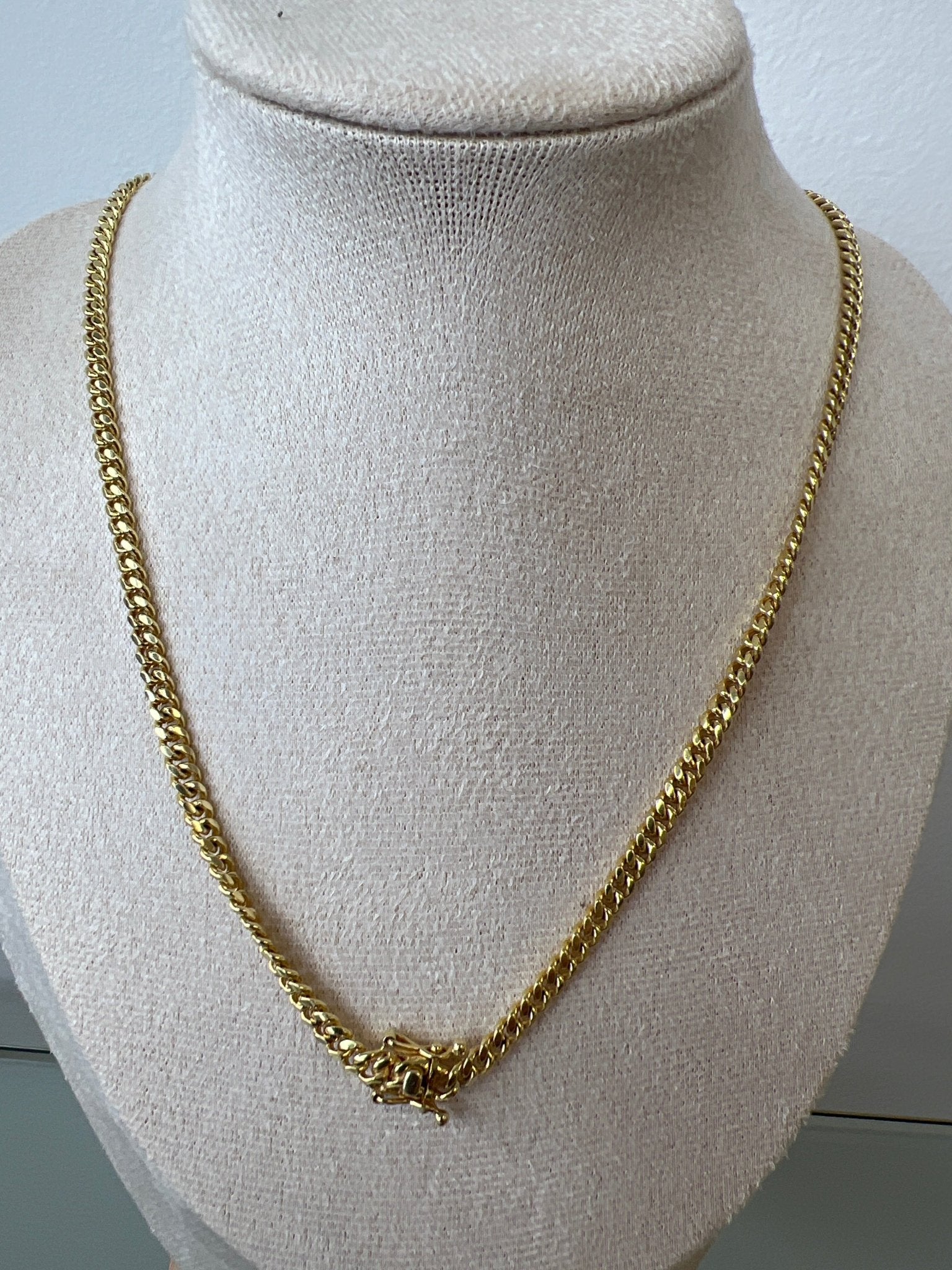 14k gold Cuban link chain necklace Gold cross pendant