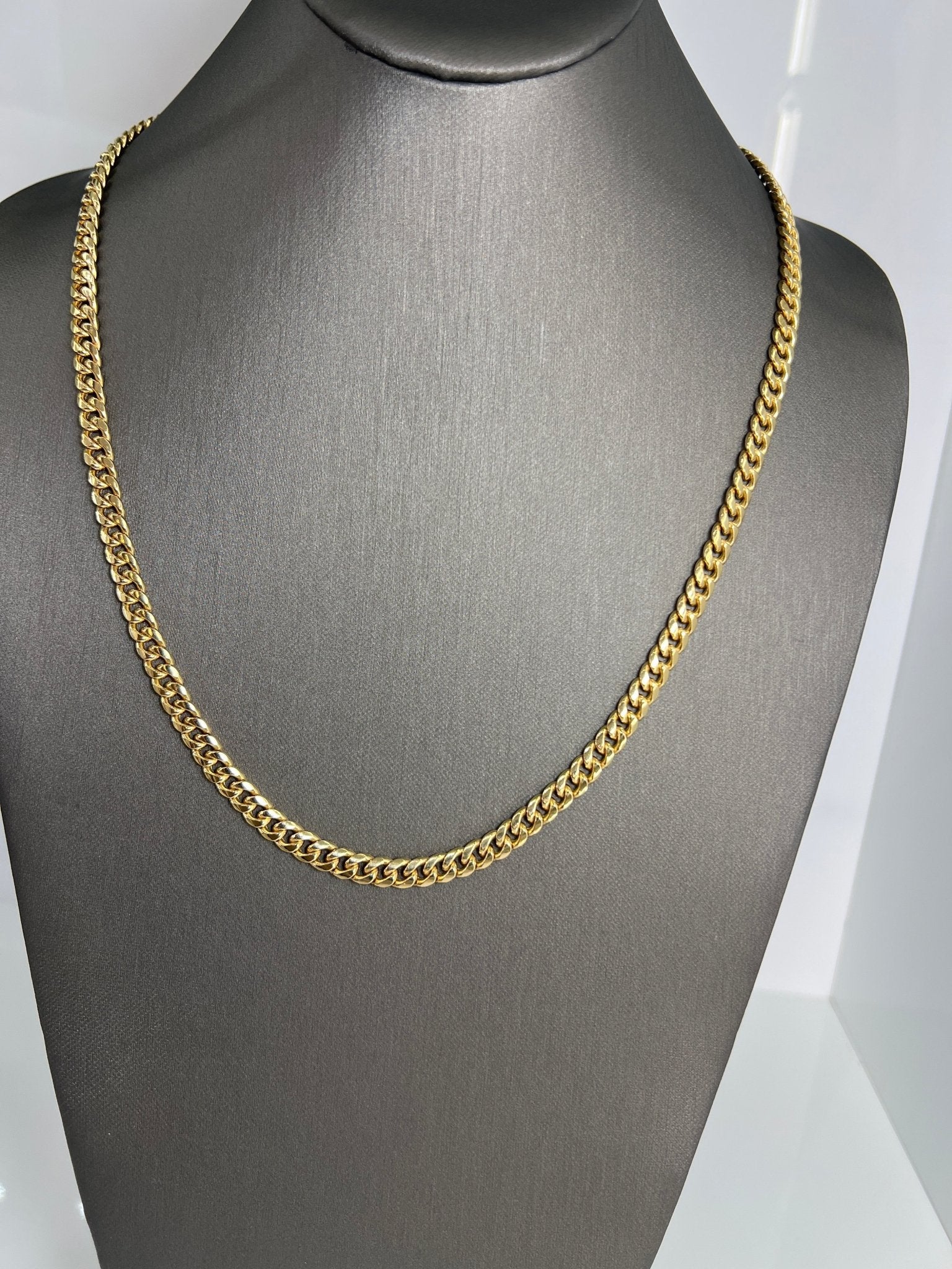 14k gold Cuban link chain necklace Gold cross pendant