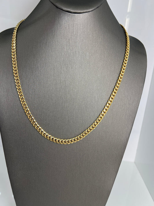 14k gold Cuban link chain necklace Gold cross pendant