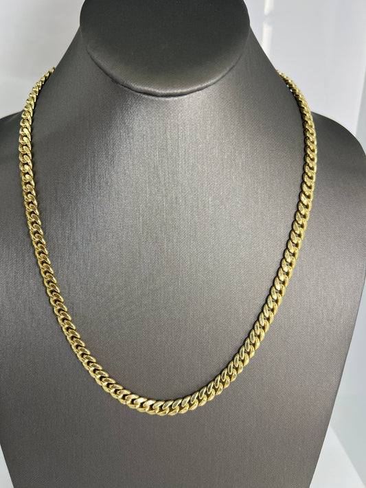 14k gold Cuban link chain necklace Gold cross pendant