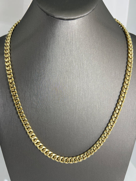 14k gold Cuban link chain necklace Gold cross pendant