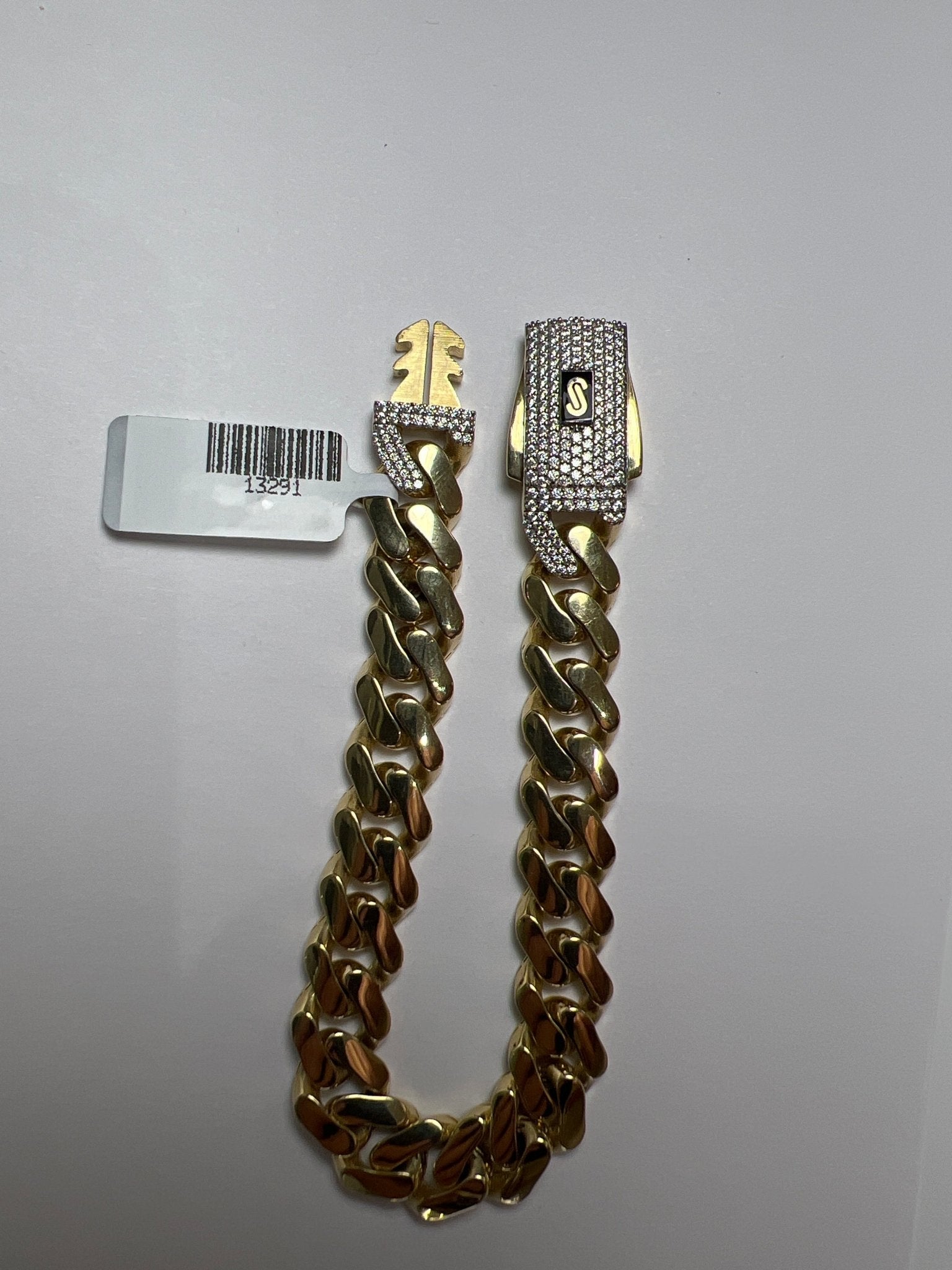14k gold Cuban link chain necklace Gold cross pendant