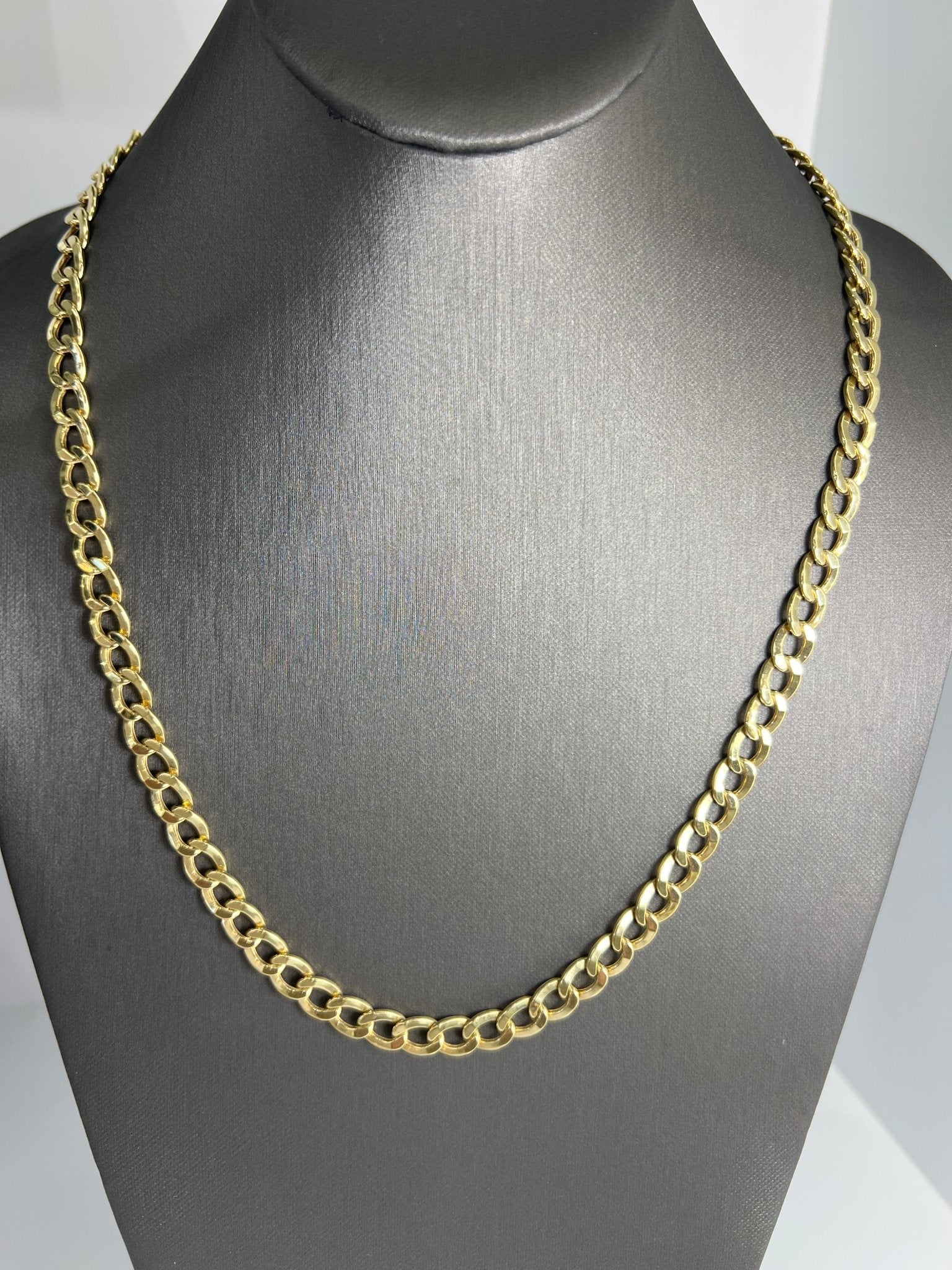 14k gold Cuban link chain necklace Gold cross pendant