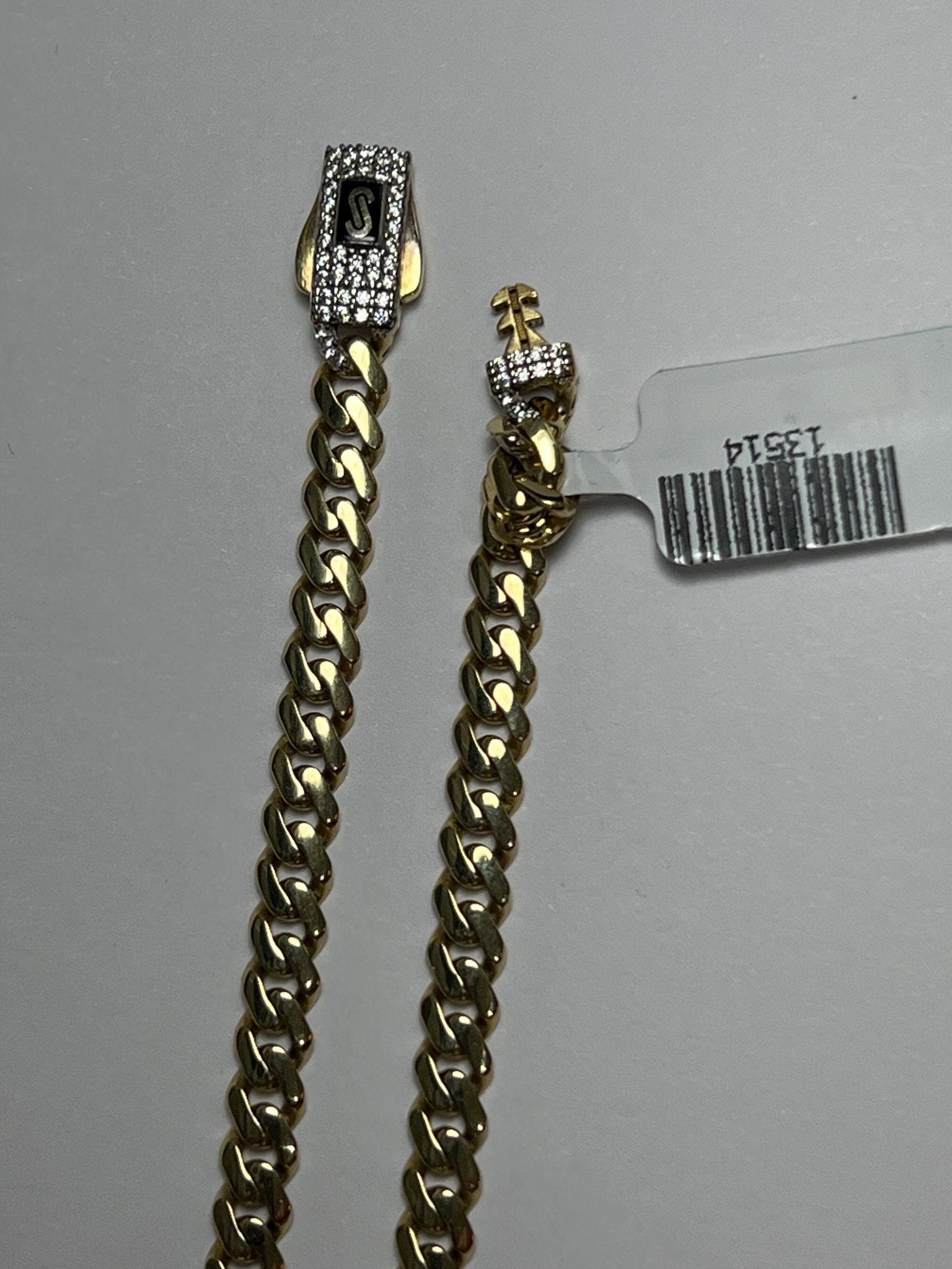 14k gold Cuban link chain necklace Gold cross pendant