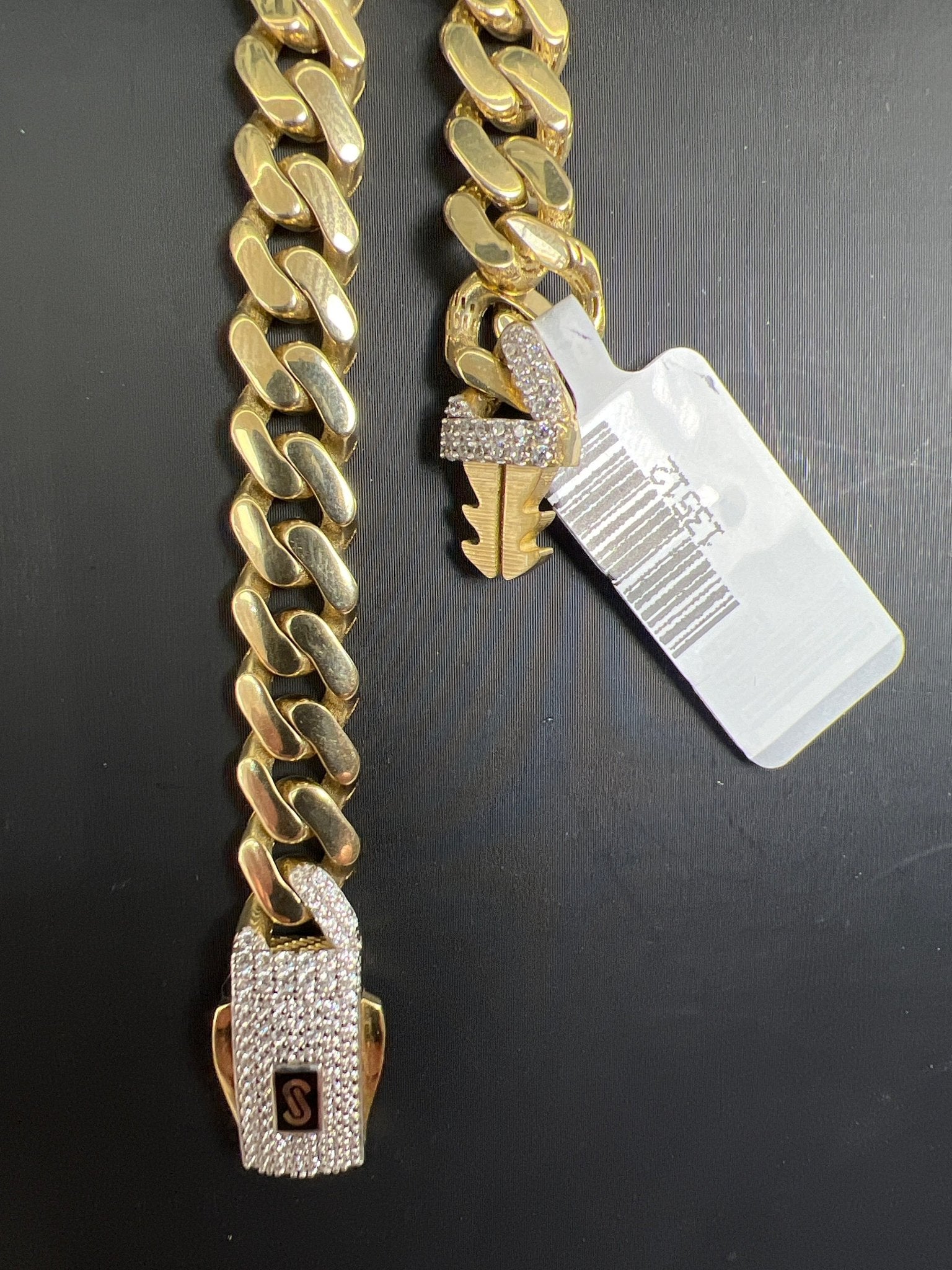14k gold Cuban link chain necklace Gold cross pendant