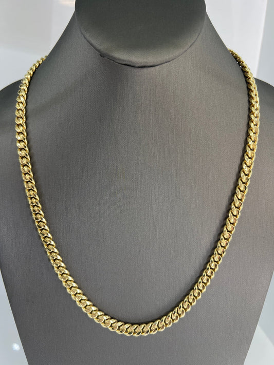 14k gold Cuban link chain necklace Gold cross pendant
