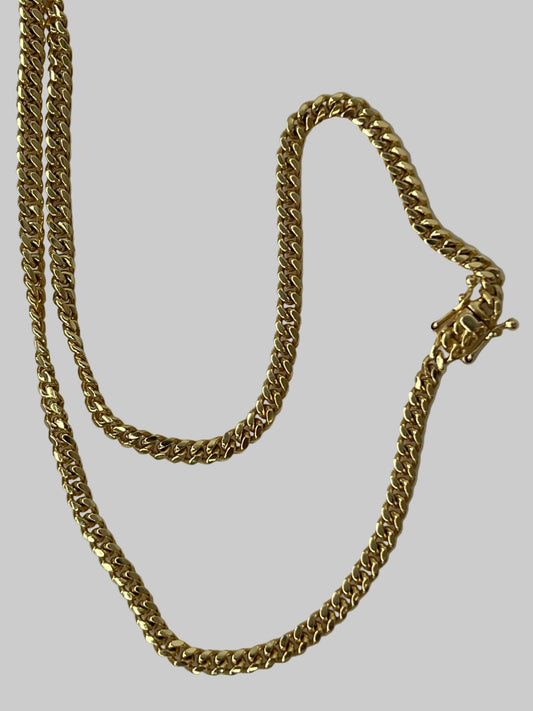 14k gold Cuban link chain necklace Gold cross pendant