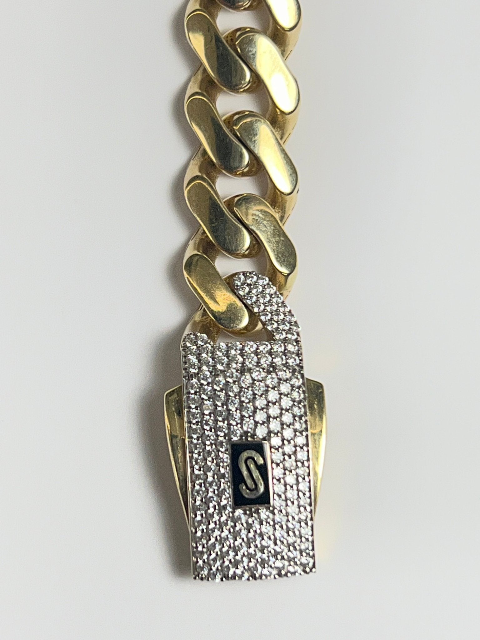 14k gold Cuban link chain necklace Gold cross pendant