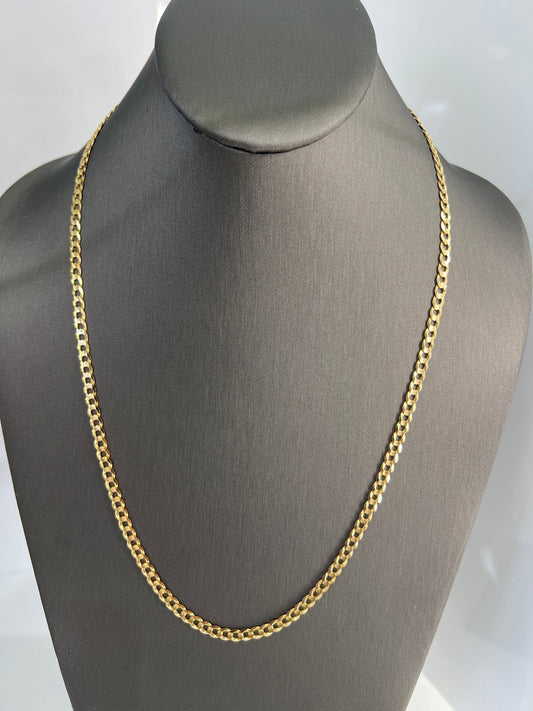14k gold Cuban link chain necklace Gold cross pendant