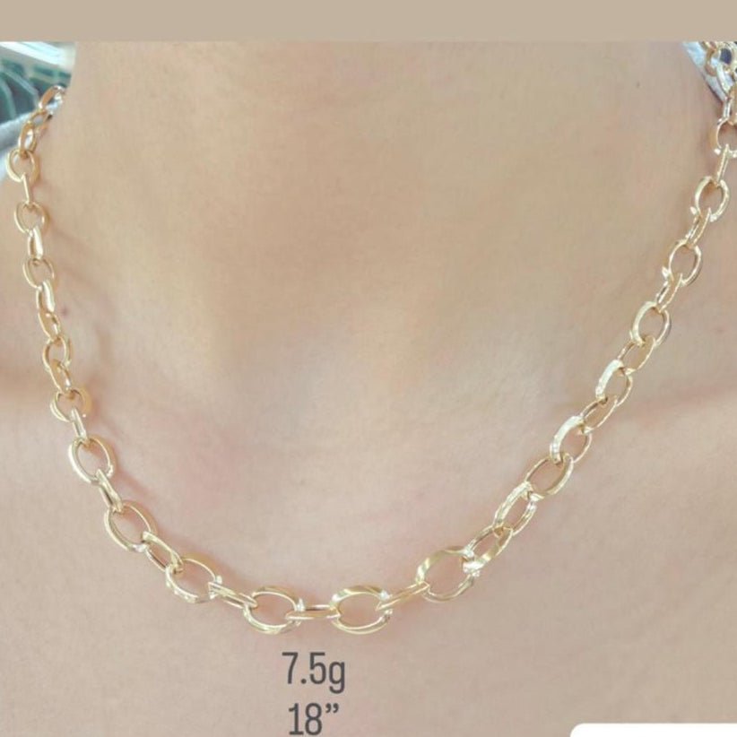 14k gold Cuban link chain necklace Gold cross pendant