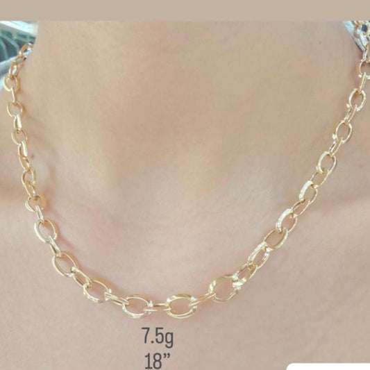 14k gold Cuban link chain necklace Gold cross pendant